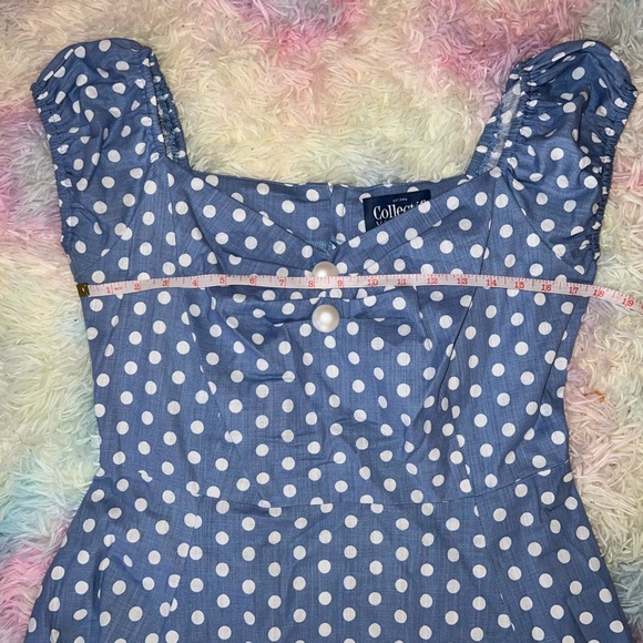 Vintage Collectif Sky Blue Polka Dot Midi Dress - Picture 9 of 10